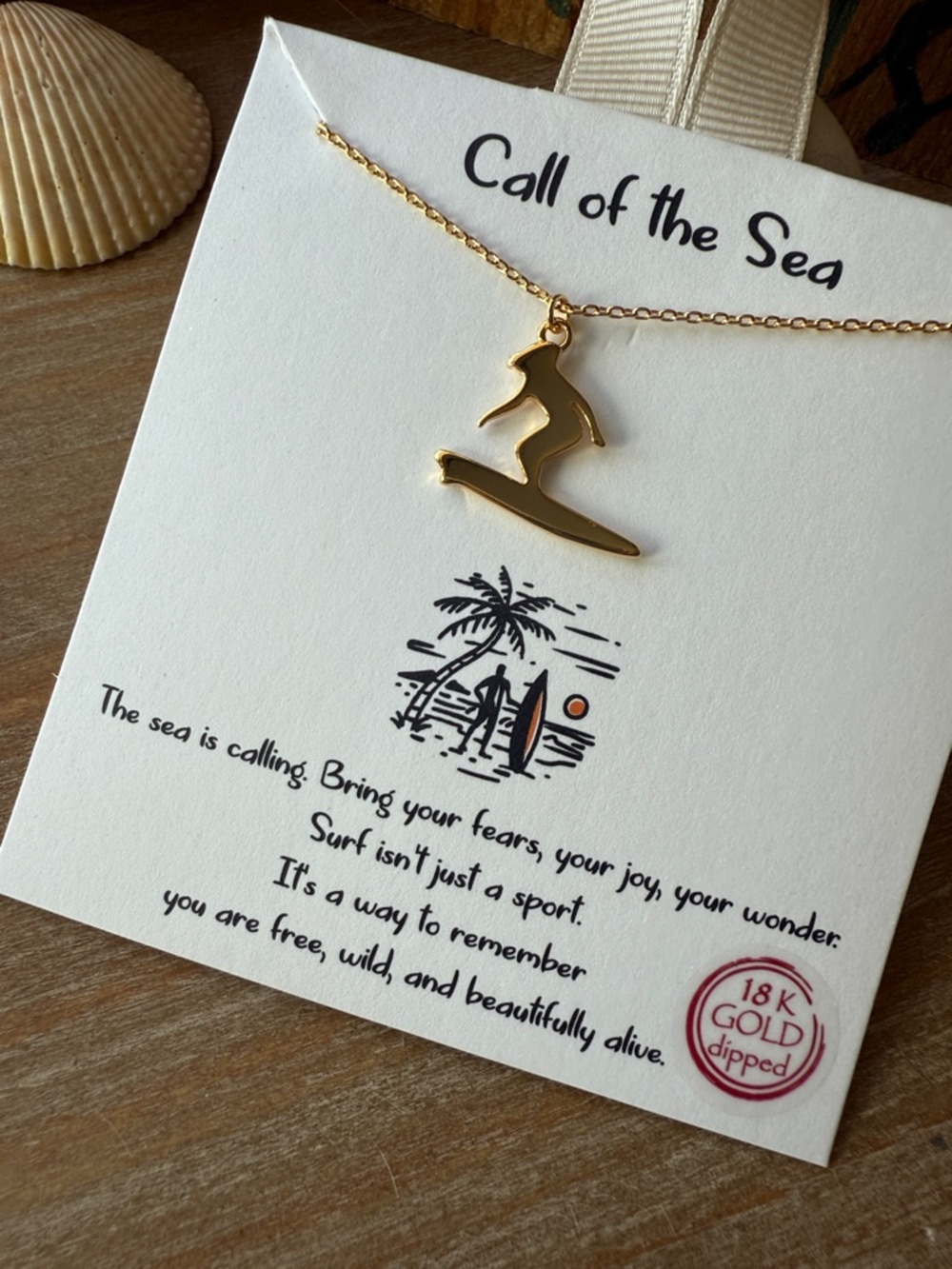 Gold Surfer Pendant Necklace - Picture 5 of 14